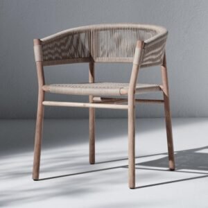 Teak Patio Arm Chair Rottan Sintetis